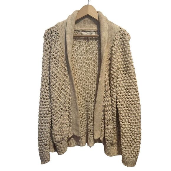 THE GREAT. Sweaters - The Great. Shawl Collar Crochet Pocket Open Cardigan Size 1 US S